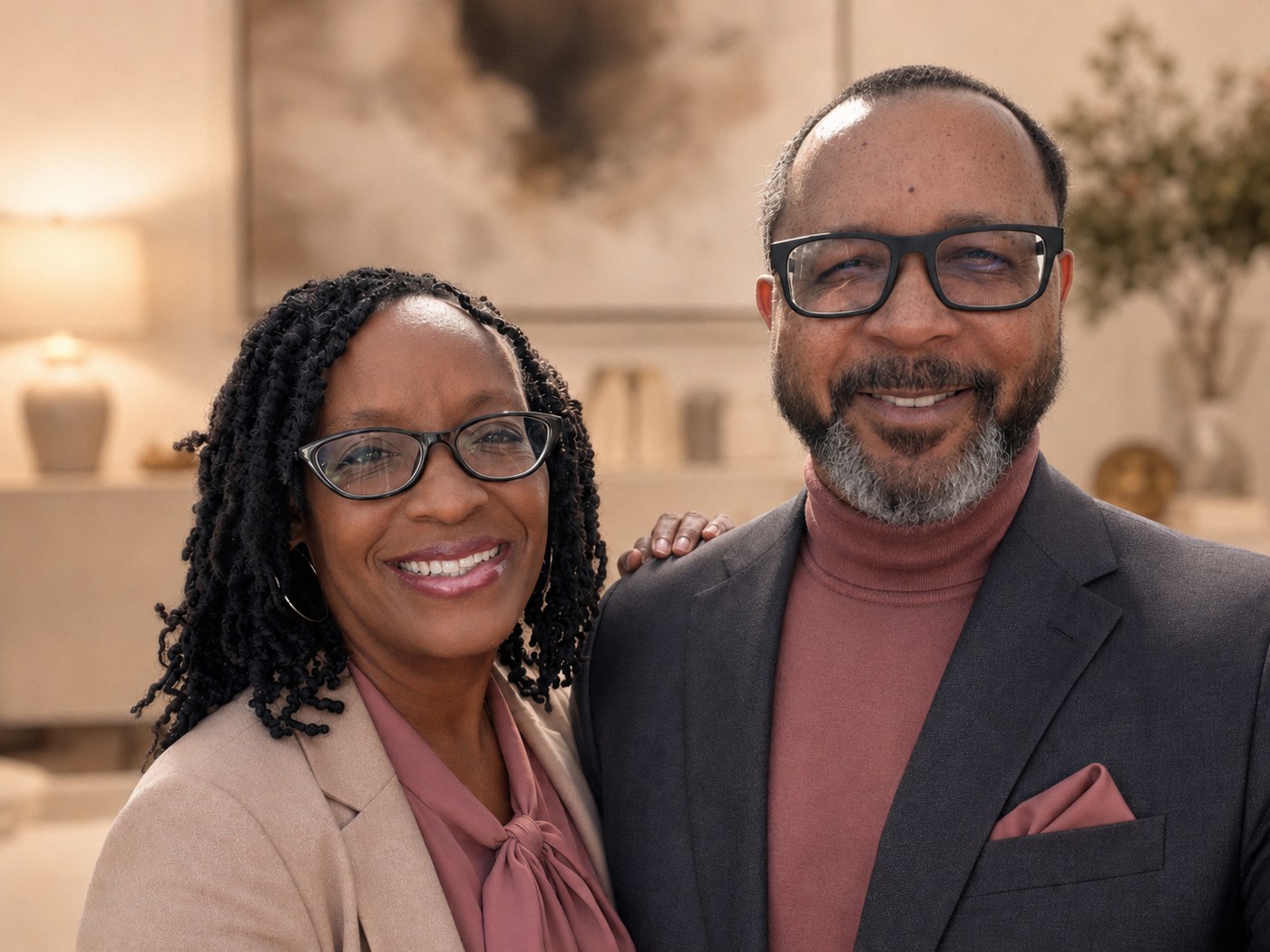 Larry and Rolanda Beacham, smiling together